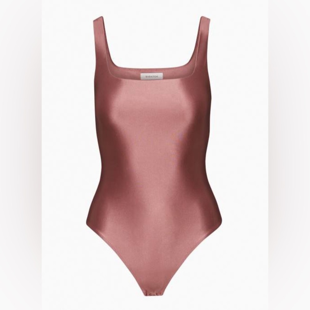 Aritzia Babaton satinette squareneck bodysuit red willow size medium